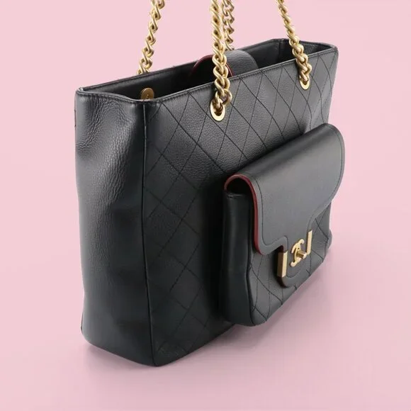 Chanel Black Calfskin Stitched Archi Chic Large Shopping Tote - Picture 3 of 12